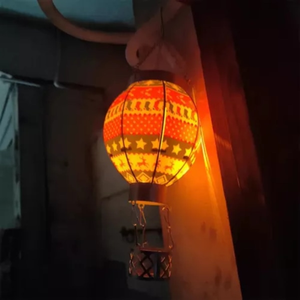 Varmluftballon Solar Lanterne LED Lys Med Flammeeffekt Udendørs Dekorativ #14