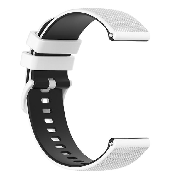 Til Garmin Vivomove Style 20 mm ternet tofarvet silikoneurrem KCP White-Black