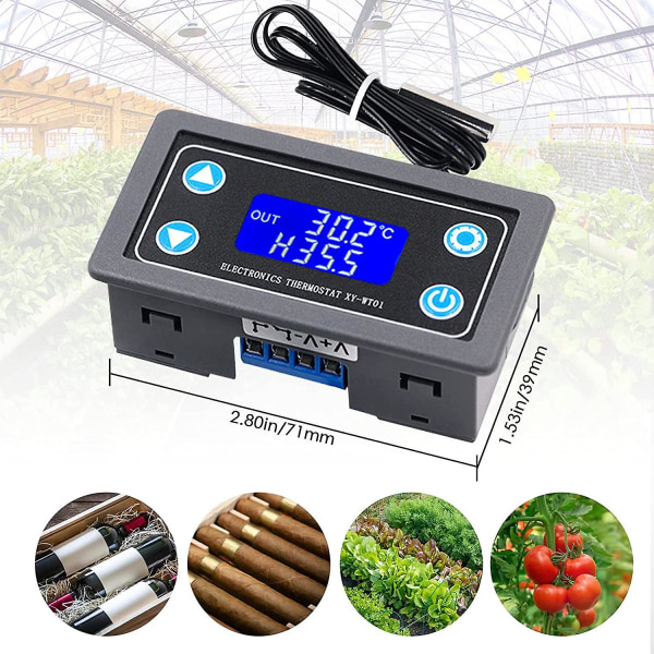 Digital temperaturkontrol 12v 24v LCD-skærm Digital termostat Højpræcision temperaturkontrolmodul Køling og opvarmning Automatisk kontakt