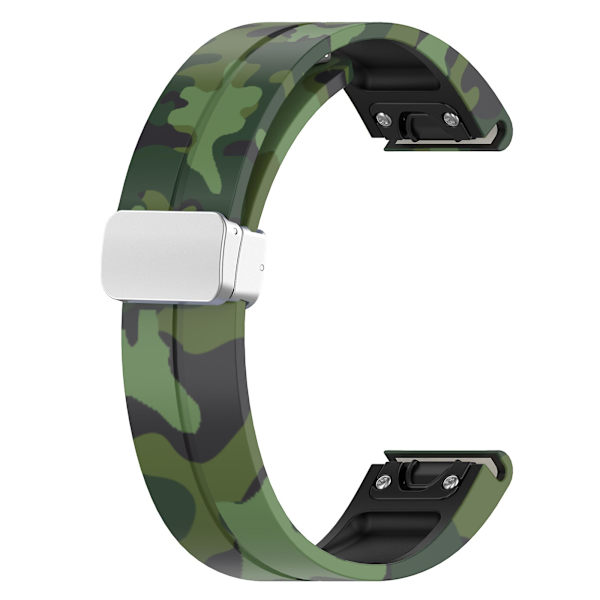 Sølvspenne 22mm Silikon Rem for Garmin Fenix 7 / Forerunner 965/955/945/935 Camo Green
