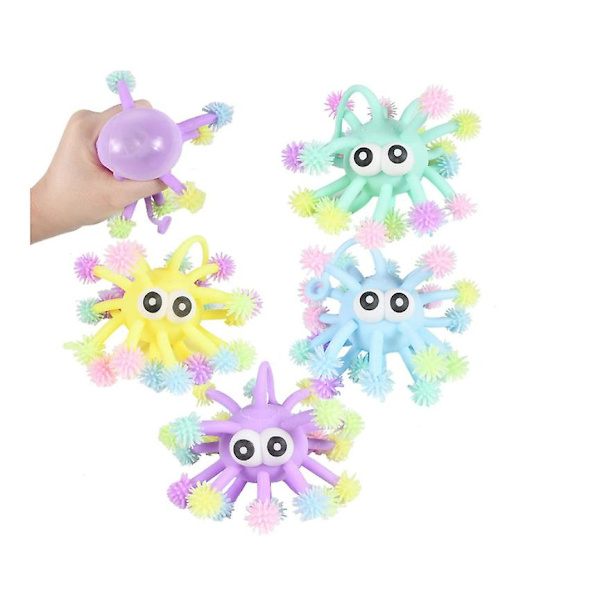 4 st Anti Stress Ball, Stress Toy Ball, Puffer Balls Spikey Ball Glödande Toy, Pressbar Stress Squishy Toy Stress Relief Stretchy Balld (slumpmässig färg)