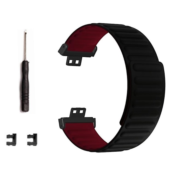 Magnetisk silikone rem til Huawei Watch Fit / Watch Fit Special Edition Black Wine Red