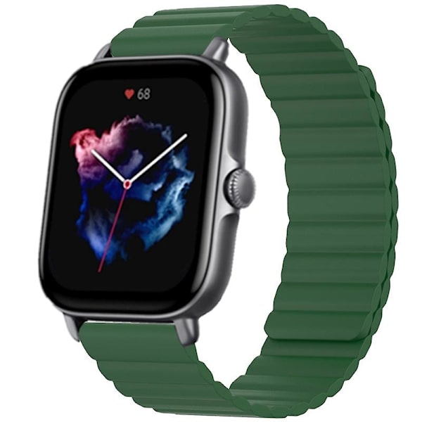 Silikone 20mm Magnetisk Sportsrem Urrem Til Huami Amazfit Gts 4/3/2/1/mini Army Green