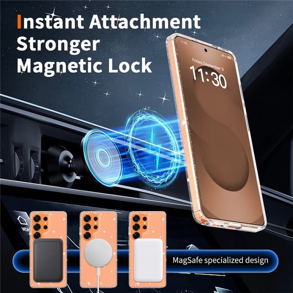 Etui til Samsung Galaxy S26 Ultra, magnetisk med skjermbeskytter White