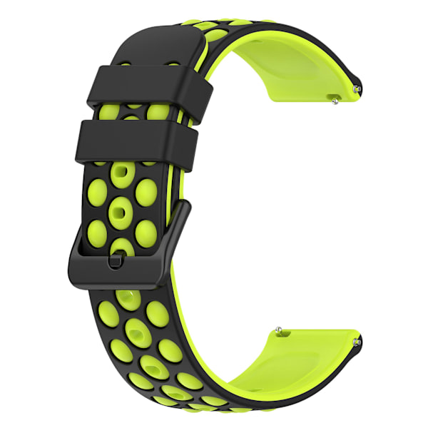 Til Garmin Venu 2 Plus/Venu Sq 2 Universal 20mm Blød Silikone Urrem Stort Hul Design Dobbelt Farve Urrem Black  Green