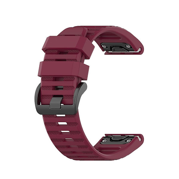 Offisiell teksturert klokkereim for Garmin Fenix 6X 26mm med plast knapp Wine Red
