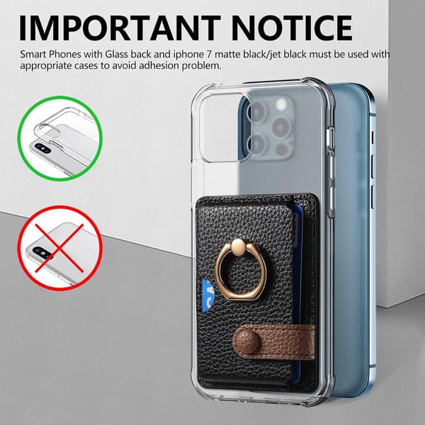 Unisex lommebok, kredittkortholder til iPhone, de fleste smarttelefoner Black