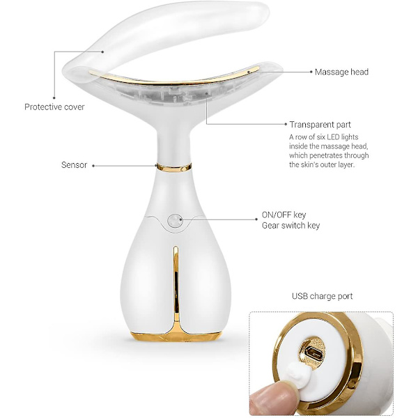 Ansiktsmassager mot rynkor, 45 5 Värme & 3 Massageläge, Högfrekvent Vibration Ansiktsmaskin För Hudstramning Lyft, Hudvårdsverktyg Present, Rech