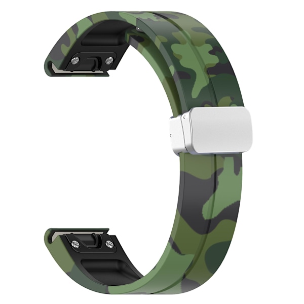 Sølvspenne 22mm Silikon Rem for Garmin Fenix 7 / Forerunner 965/955/945/935 Camo Green