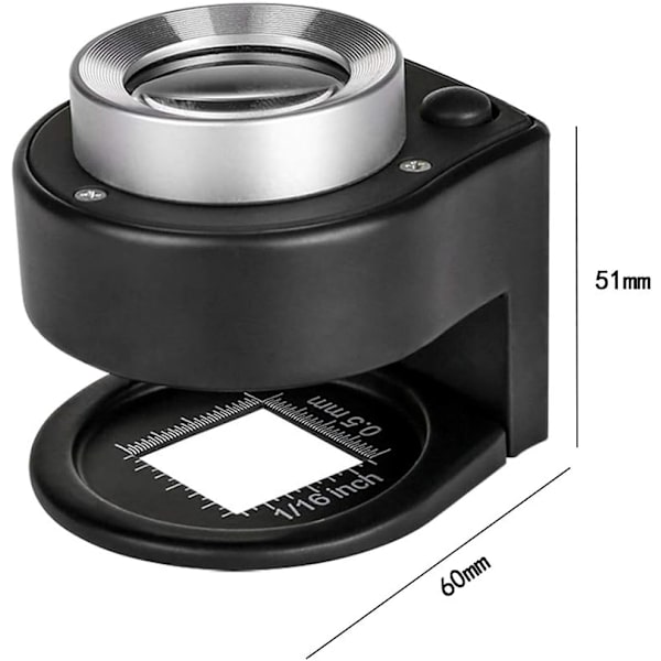 Forstørrelsesglas 30 X med 3 LED'er og 3 UV-lys, Micro-USB-interface (Sort)