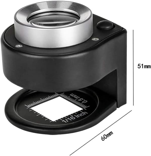 Suurennuslasi 30 X 3 Led-valolla ja 3 UV-valolla, Micro-USB-liitäntä (musta)