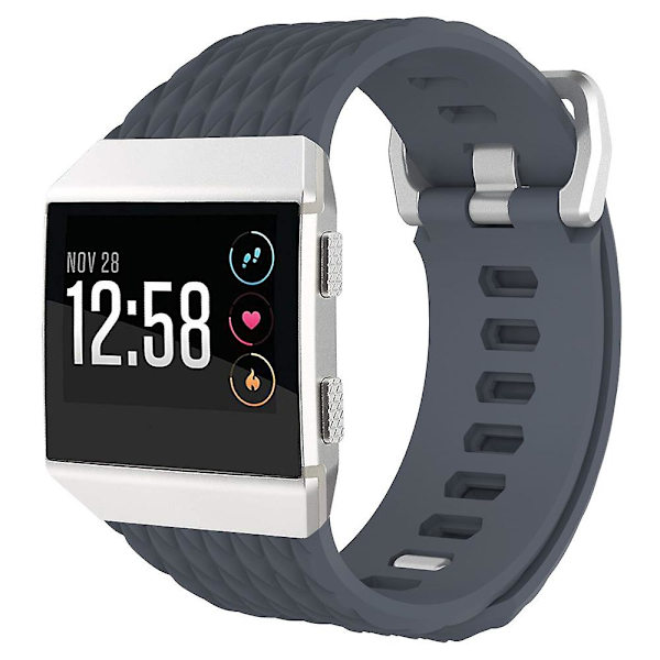 For Fitbit Ionic Dragon Scale Texture Silicone Watch Band with Buckle, Size:S(White) S Blue Grey