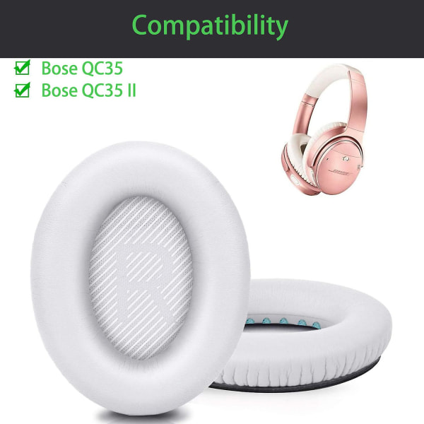 Korvatyynyjen tyynyjen vaihto Bose Quietcomfort 35 / Qc35 Ii:lle White