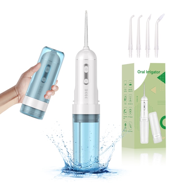Suuvesisuihku - 200 ml vesisäiliö 4 suuttimella, oikomishoitoon, sininen