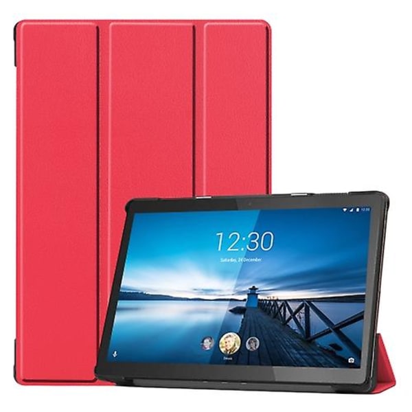 För Lenovo M10 Fhd Rel Tb-x605fc Custer Pattern Pure Color Horizontal Flip Case med treviktshållare/väcknings-/sömnfunktion Red