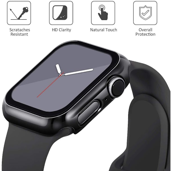 Glas+cover til Apple Watch Case 44mm 40mm Iwatch 42mm 38mm Skærmbeskytter+bumper Tilbehør til Applewatch Series 5 4 3 Se 6 38mm series 321 Bright silver