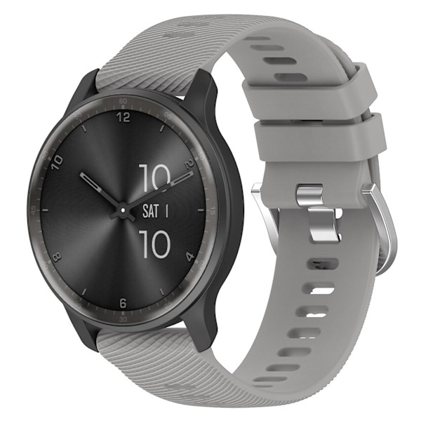 For Garmin VivoMove Trend / Venu Sq 2 silikoneurrem 20mm tværstribet urrem udskiftning Light Grey