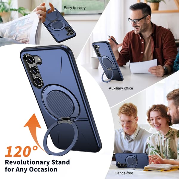 Fodral för Samsung Galaxy S23, roterande stödställ TPU + PC (blå)
