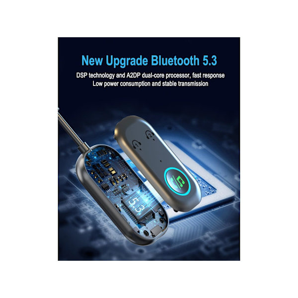 Bluetooth Transmitter Receiver, 3.5mm Jack til Bluetooth 5.3 Transmitter, 2 i 1 Bluetooth Adapter til Fly, Hovedtelefoner, TV, Fly