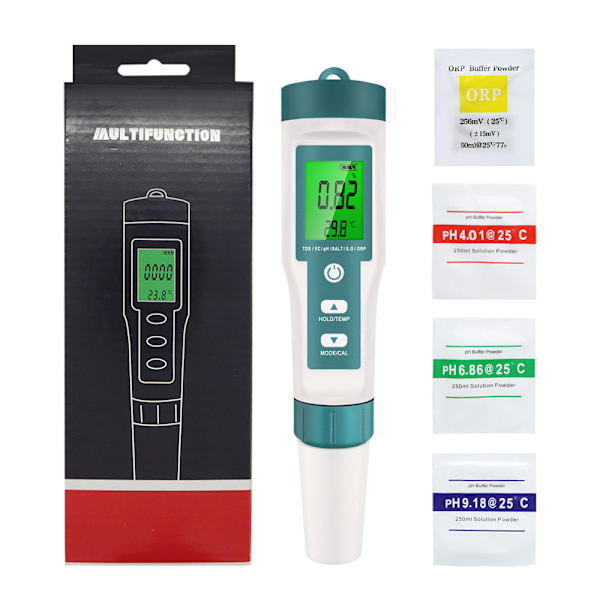 7-i-1 Vattenkvalitetstestare Tds/Ec/Ph/Salt/S.G/Orp/Temp A