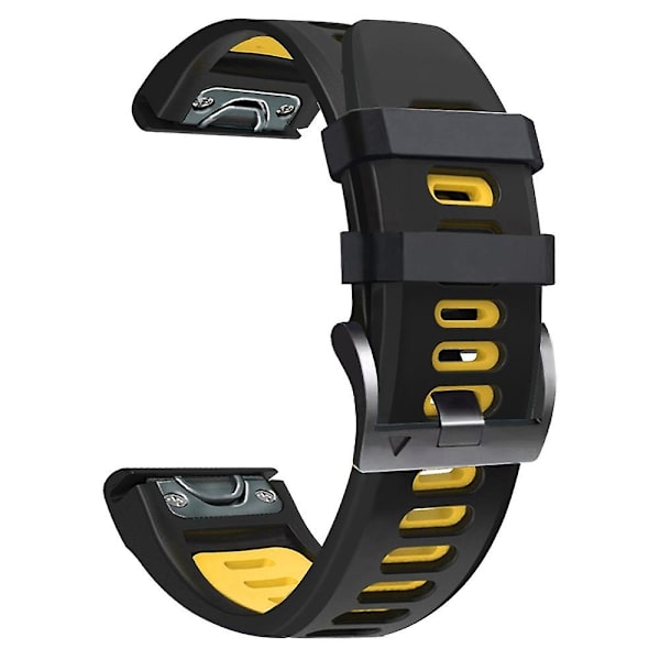 26 mm silikonikellon watch Garmin Fenix ​​7x Solar -laitteelle Black Yellow
