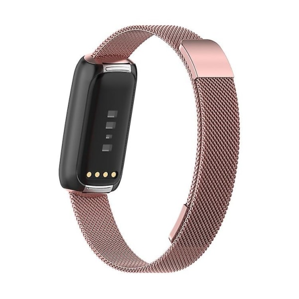 Udskiftningsrem Rustfrit stål Magnetisk Milan Fashion Armbånd til Fitbit Luxe rose pink