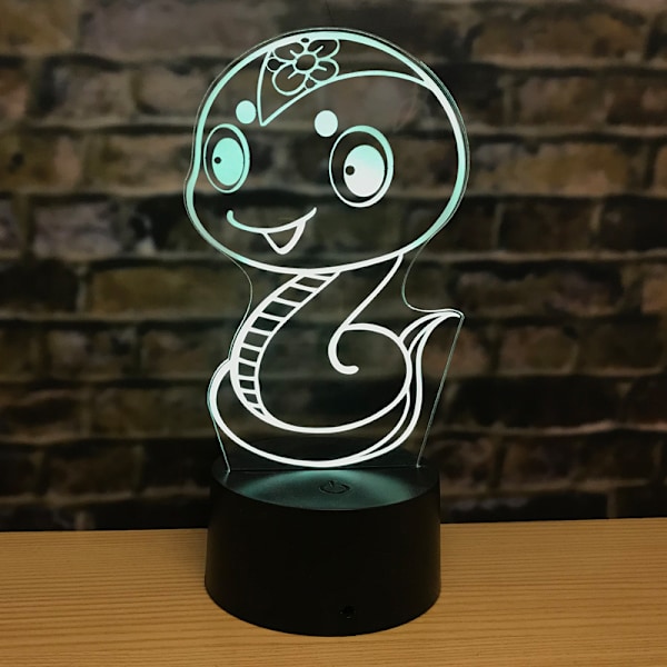 3D nattlampa LED-lampa zodiak prydnader dekoration akryl kreativ liten bordslampa sänglampa kreativ present snake Black base remote control