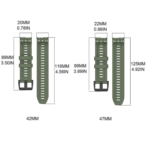 Silikonarmband för Approach S70 42mm 47mm Svettsäkert bälte justerbart band Green 47MM