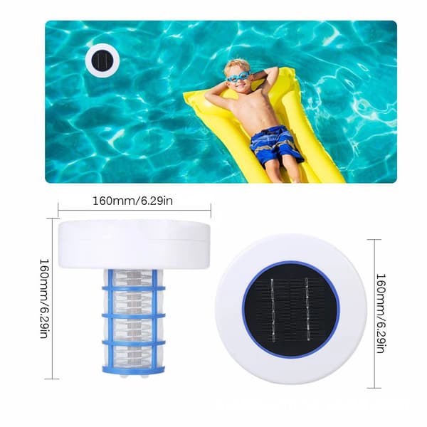 Solar Pool Ionizer Basseng Med Børste, Reduserer Klor Flytende