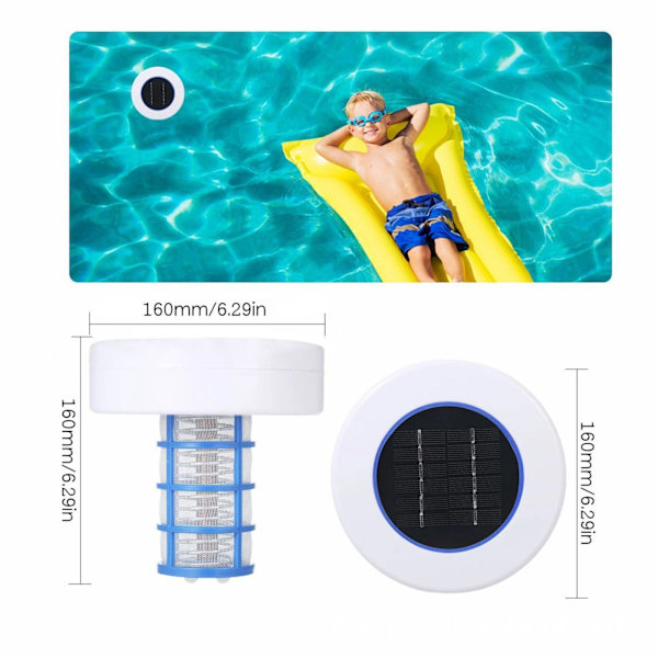 Solar Pool Ionizer Pool med børste, reducerer flydende klor