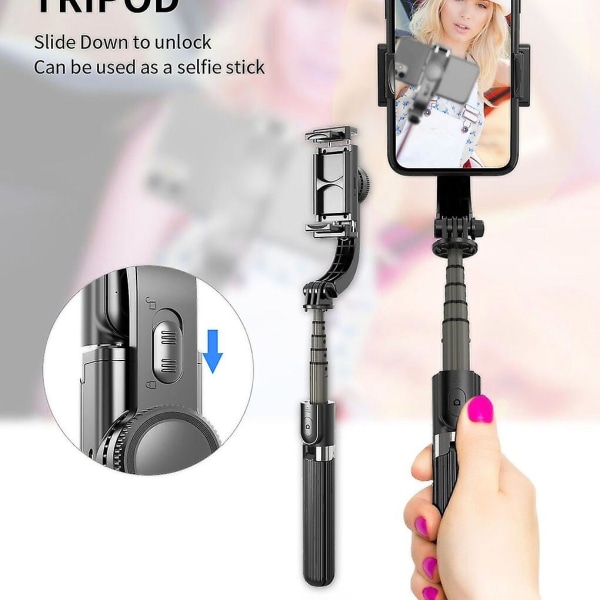 Handhållen Gimbal Stabilizer Mobiltelefon Selfie Stick Hållare Justerbar Selfie Stand för Iphone/android L08 black