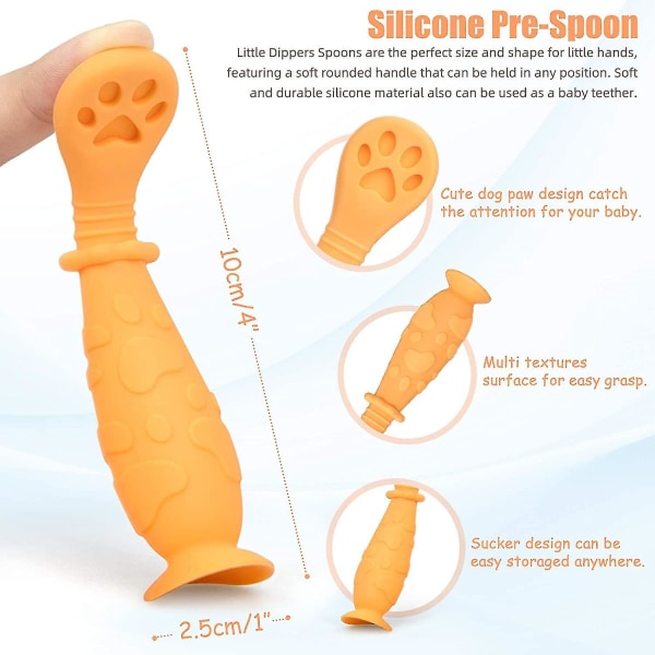 Bpa gratis silikon baby för första steget självmatning | 2-pack Pre Spoon Utensil | Toddler för baby avvänjning