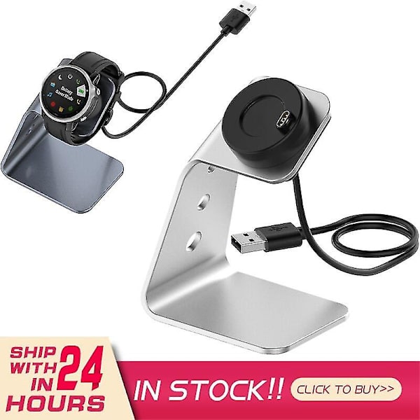 Universal hurtigladerbase for Garmin Forerunner 745/venu Sq/fenix 6 Smart Watch Hurtigladestativ Aluminiumslegeringslader