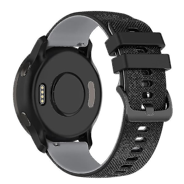 För Garmin Venu2 Plus/Venu Sq/Vivomove Grid Textur Silikonklockarmband 20mm Tvåfärgat Armband Black Grey D Garmin Venu 2 Plus