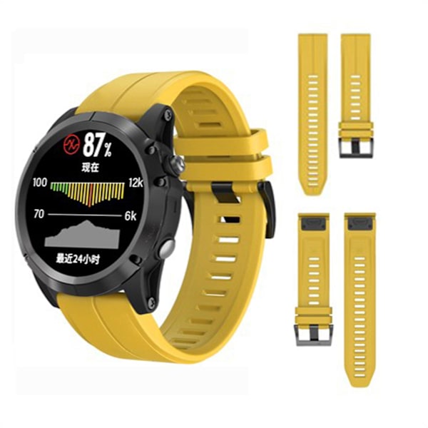 KLB-PWGJ-001 Til Garmin Fenix 7X / 7X Pro Ur Rem 26mm Silikone Urrem Yellow