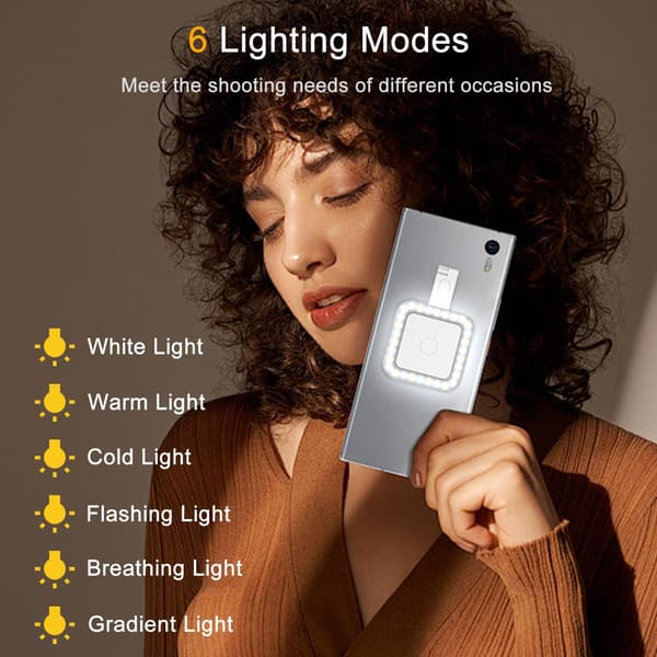 Magnetisk LED Selfie-lys til iPhone, lommestørrelse telefonfyldlys med 6 lystilstande (sort)