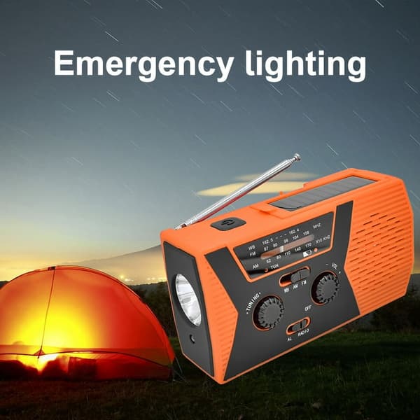 Am/Fm/Noaa Solar Håndsvingradio, Med Sos Alarm, 2000Mah (Sort)
