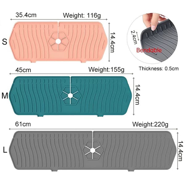 Stänkskydd för diskbänk, dräneringsplatta bakom kranen 2-pack Black 45*14.8cm