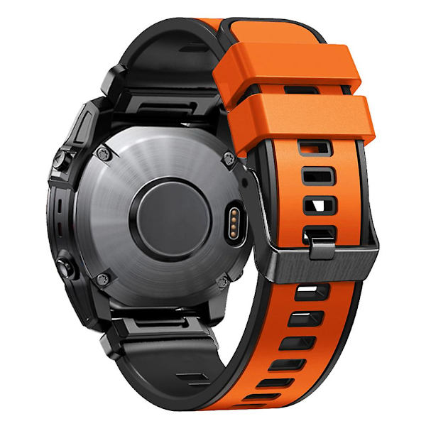 For Garmin Tactix 7 Pro/Tactix Delta udskiftningsarmbånd med hurtigudløser i to farver blød silikone sport urrem Orange    Black