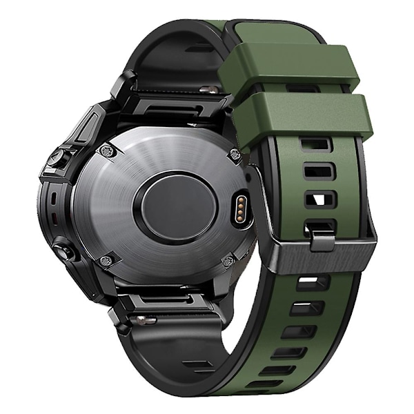 Til Garmin Tactix 7 Pro/Tactix Delta Udskiftningsarmbånd Hurtigudløsning Dual-farve Blød Silikone Sport Watch Band Army Green    Black