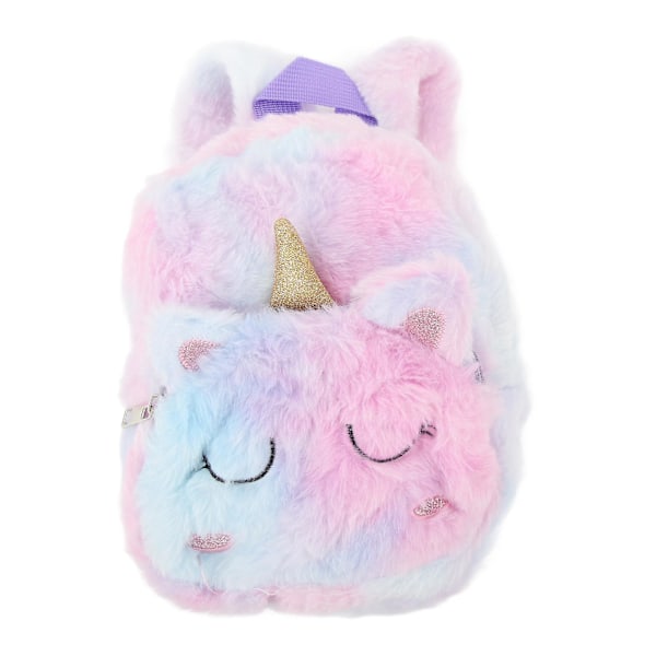 Cute Cartoon Backpack Soft Plush Toy Backpack Compact Schoolbag with Adjustable Strap for Girls Kids Toddlers Purple S