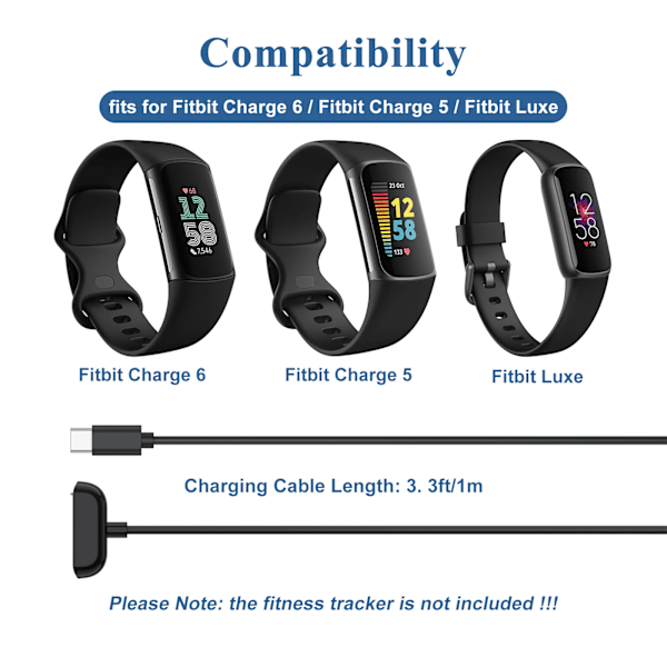 Laddare Typ C För Fitbit Charge 5 6, Fitbit Luxe Klocka