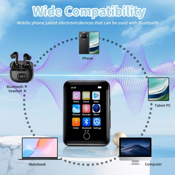 MP3-spiller - 32 GB kort + kablede hodetelefoner
