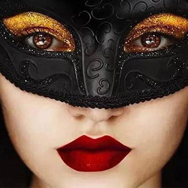 Masquerade Face Cover, Fashion Lace Couple Maskerade Face Cover Black