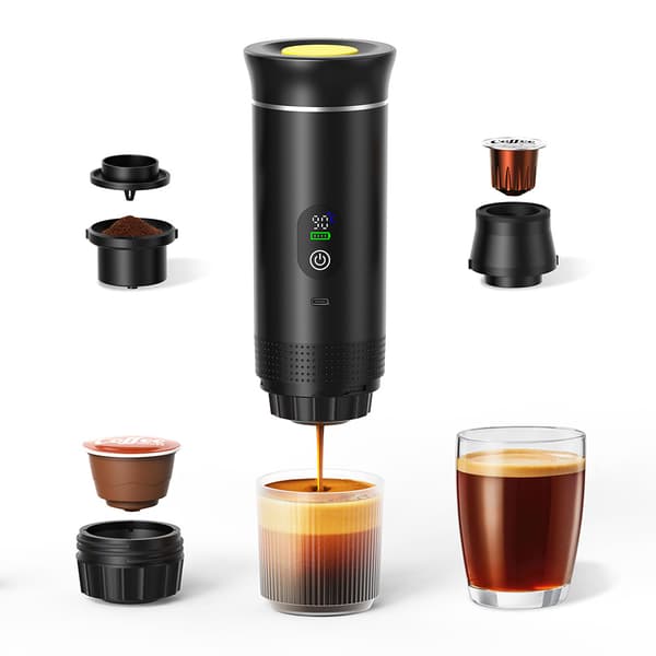 Bærbar kaffemaskin, multifunksjonell 3-i-1 kapselkaffemaskin