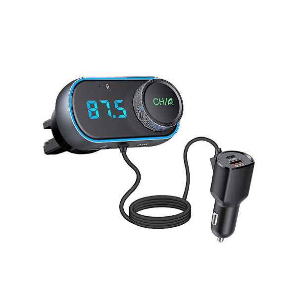 Bluetooth FM-sender til bilradio Bluetooth håndfri opkald Qc3.0 støjreducerende hurtig opladning med stor mikrofon
