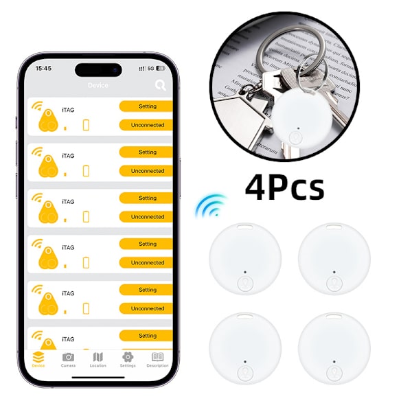 Anti-tapps-enhet Smart alarmposisjonering 5.0 Bluetooth Hvit