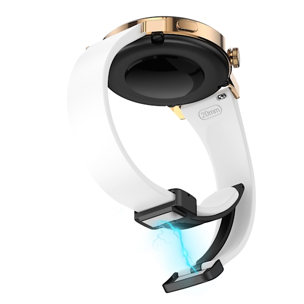 Silikonebånd til Samsung Galaxy Watch6 / Watch6 Classic / Watch 5 Pro / Watch4 Classic, Magnetisk foldelukkespænde 20mm rem White