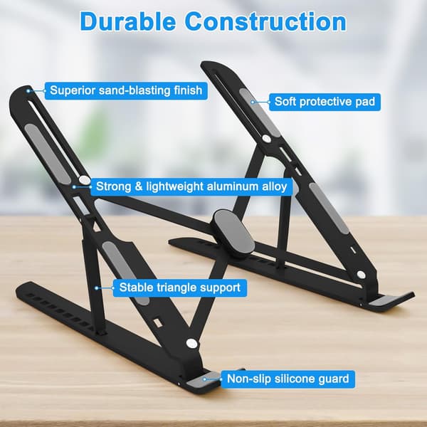 Støtte til bærbar computer, til skrivebord justerbar, foldbar, aluminium (sølv)