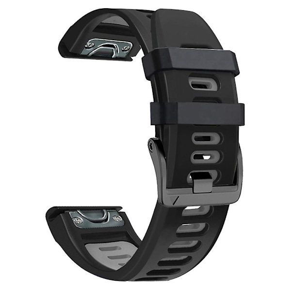 Dual-farge klokkebånd for Garmin Fenix 7 / Forerunner 965 / 955 / 945 / 935, glatt silikonmyk rem Black Grey